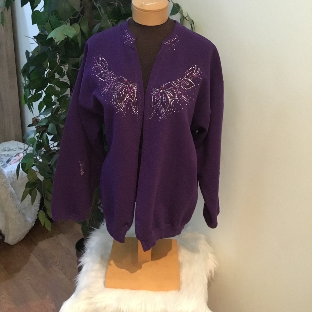 Gildan open front rcardigan with beaded embellishments Woman’s Large